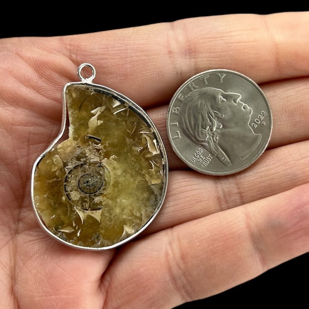 NO BAIL - AMMONITE Fossil Pendant #6 - Unique Beach Jewelry - OOAK - Summer